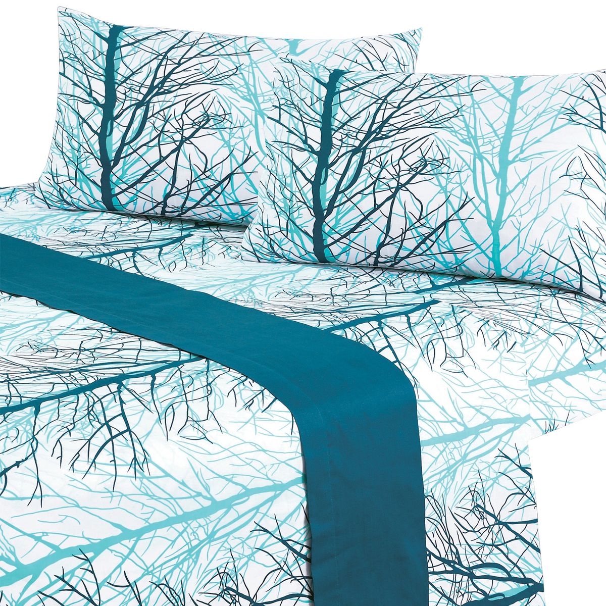 MALLORCA - Juego de Sabanas T144 15 Plazas Forest Petroleo