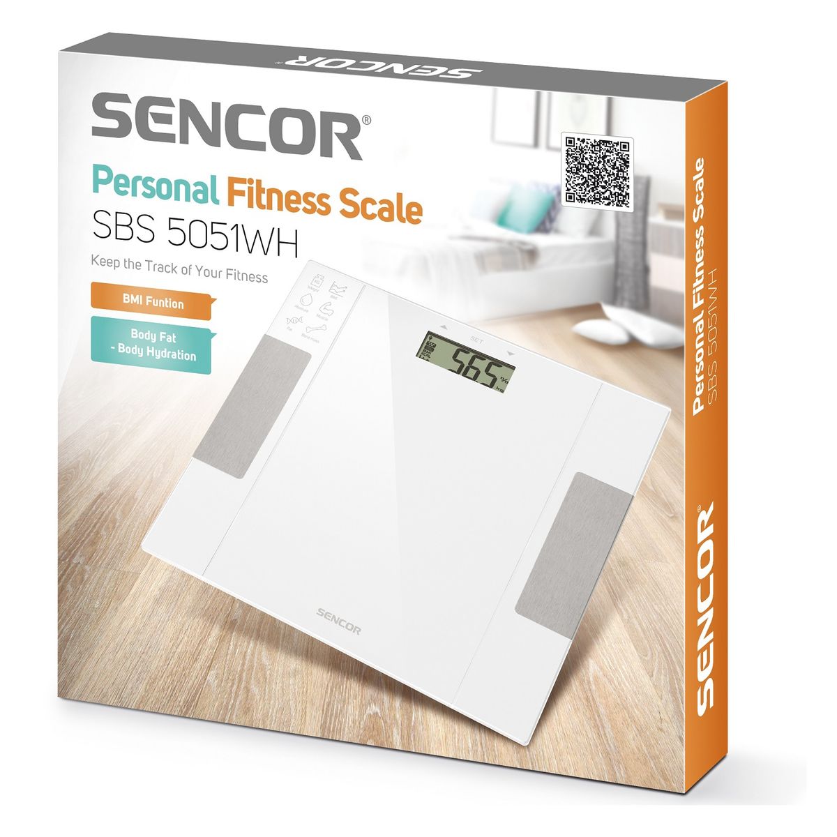 SENCOR - Pesa digital Balanza de baño Inteligente Blanca 150 kgs