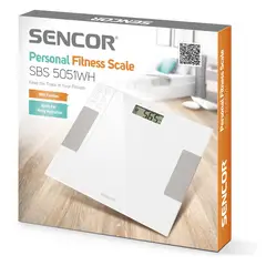 SENCOR - Pesa digital Balanza de baño Inteligente Blanca 150 kgs