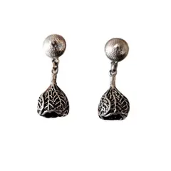 MOR JOYAS - Aro Colgante Plata Envejecida Ley 925 / Flor Abutilon