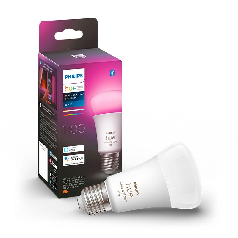 PHILIPS - Ampolleta LED Philips Hue E27 1.100lm, RGB, BT, WiFi, 9 Watts