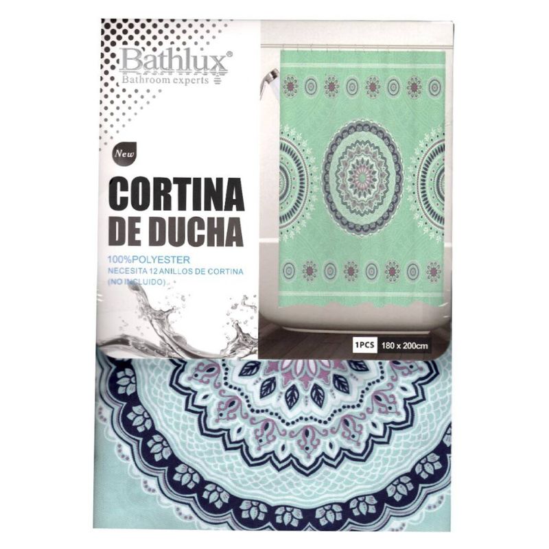 GENERICO - Tela cortina ducha baño  mandala calipso 180x200.