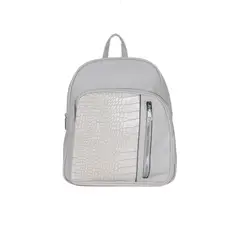 MAILEA - Mochila ecocuero bolsillo coco para mujer gris
