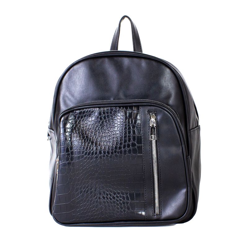 MAILEA - Mochila ecocuero bolsillo coco para mujer negro