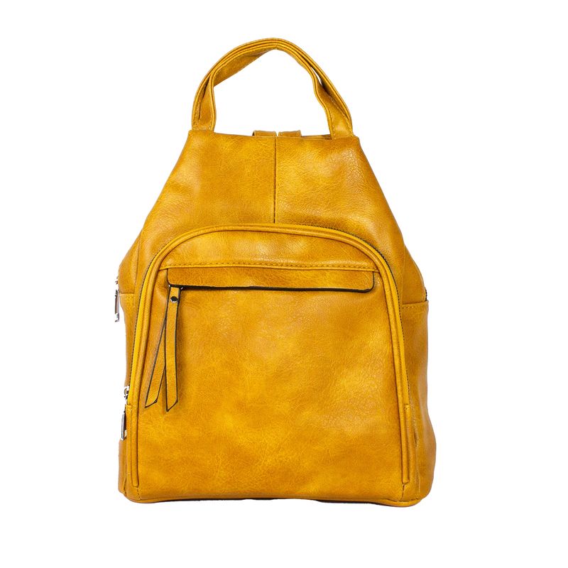 MAILEA - Mochila ecocuero cierre externo recto para mujer amarillo