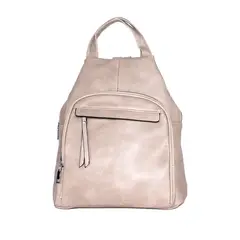 MAILEA - Mochila ecocuero cierre externo recto para mujer arena