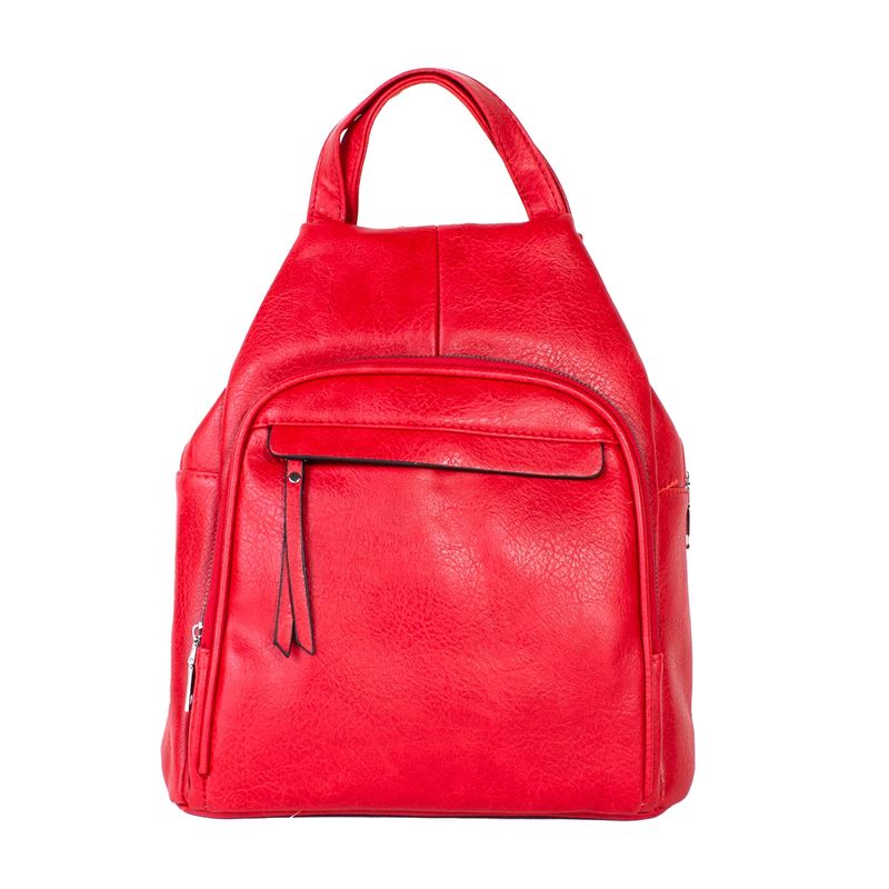 MAILEA - Mochila ecocuero cierre externo recto para mujer rojo