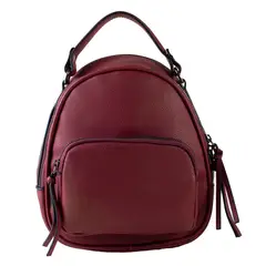 MAILEA - Mochila ecocuero bolsillo externo grande para mujer rojo