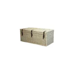 RUSTIC STYLE - Baúl de mimbre correas de cuero