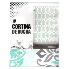 BATHLUX - Cortina plastica ducha baño flores verdes mosaico