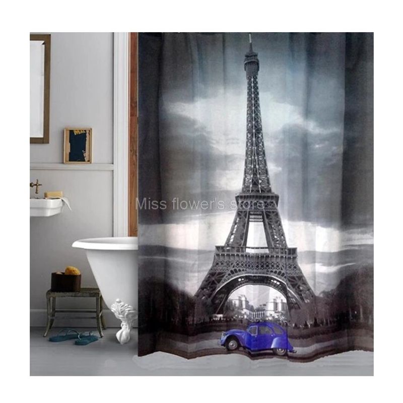 BATHLUX - Cortina de ducha con diseño de Torre Eiffel