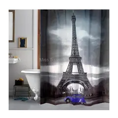 BATHLUX - Cortina de ducha con diseño de Torre Eiffel