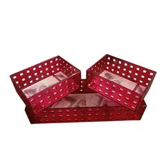 BATHLUX - Set 3 organizadores rectangular acrilico burdeo