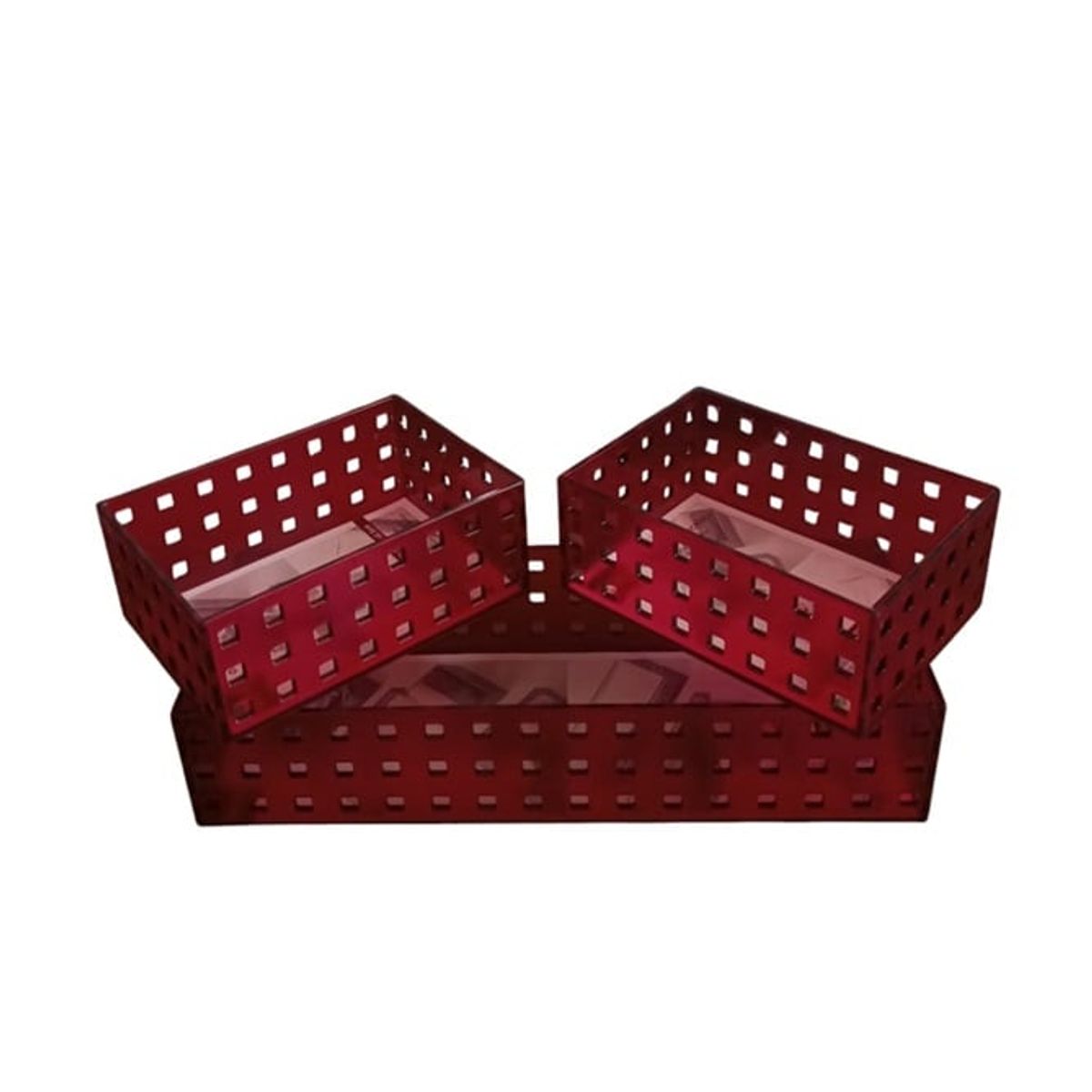 BATHLUX - Set 3 organizadores rectangular acrilico burdeo