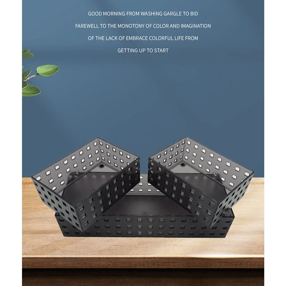 BATHLUX - Set 3 Organizadores Rectangular Acrilico Negro