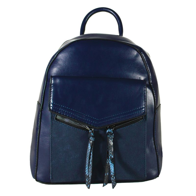 MAILEA - Mochila ecocuero rigida 2 cierres para mujer azul
