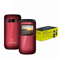 TECNOLAB - CELULAR TELEFONO SENIOR TIPO ALMEJA - ROJO