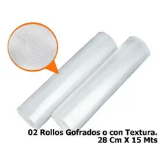 BAGSMART - 02 Rollos De Bolsa Vacio Gofrada 28cm X 15 Mts Tipo Oster