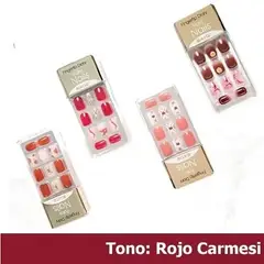 GENERICO - Uñas Adhesivas Press On Manicure Con Diseño 30 Un. Carmesi