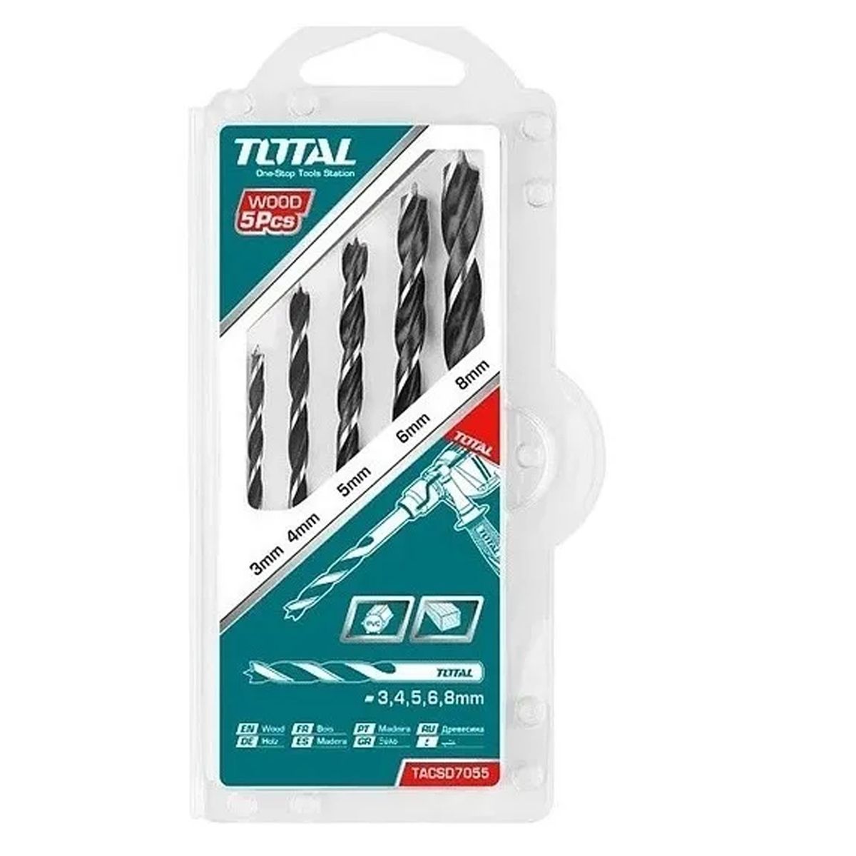 TOTAL TOOLS - Set De Brocas para madera 5 piezas