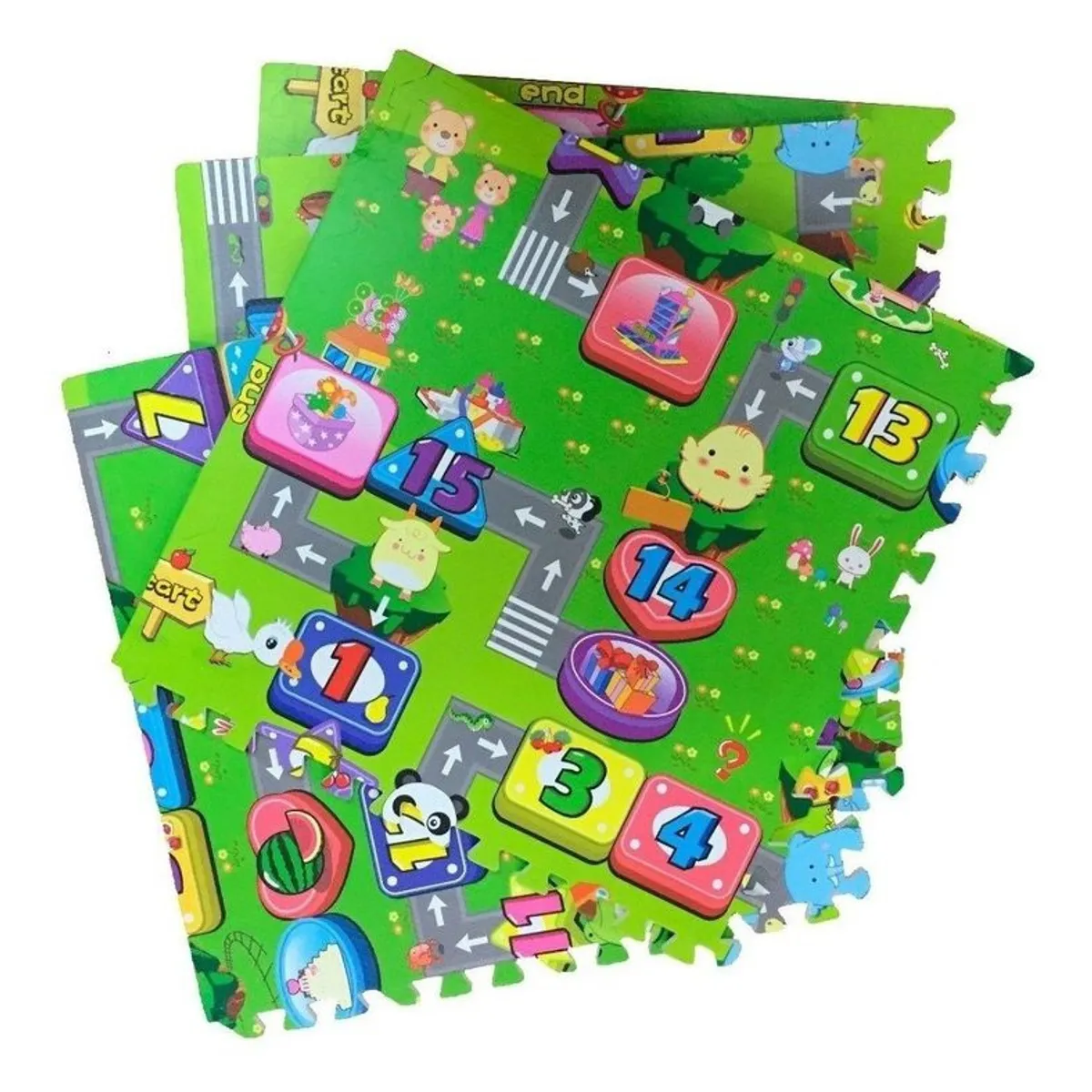 CRUSEC - Alfombras Piso Goma Eva Estampado Set 4 Cuadros 60x60cm