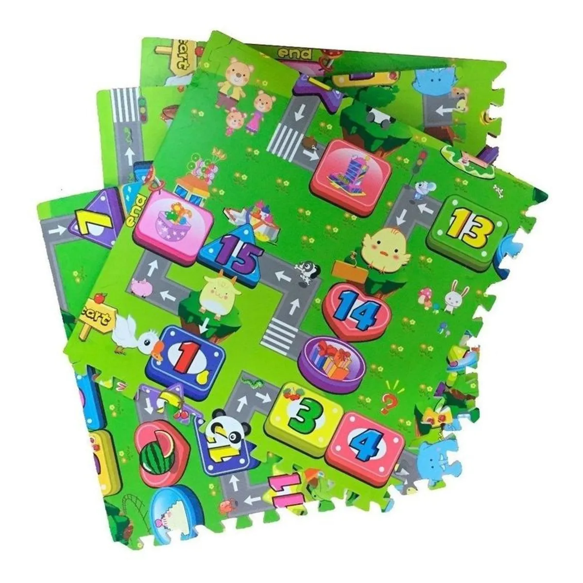 CRUSEC - Alfombras Piso Goma Eva Estampado Set 4 Cuadros 60x60cm