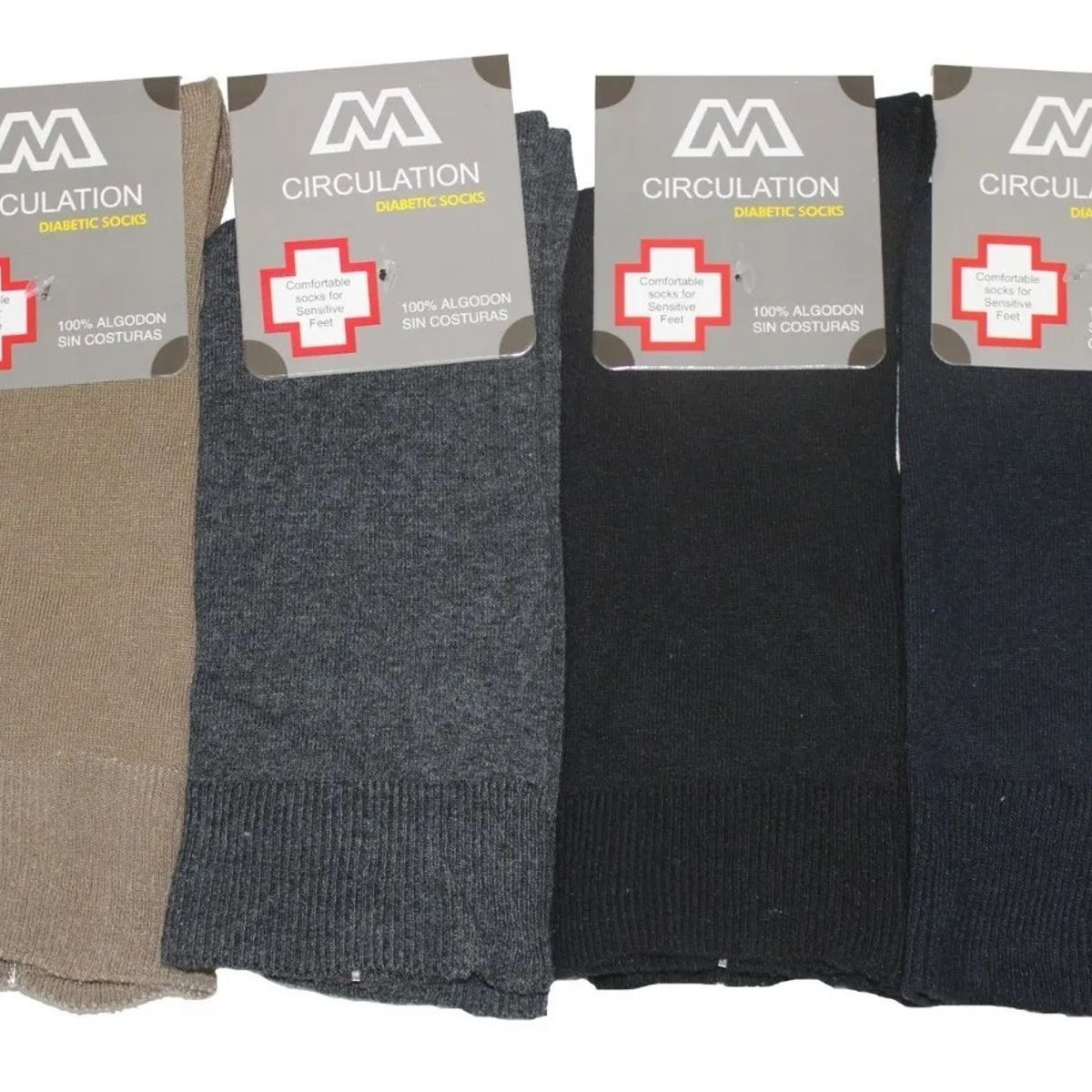 GARSIL - 6 Pares Calcetines Circulación Algodon Sin Costuras - Diabeticos