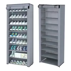 CRUSEC - Zapatero Gris Organizador De Zapatos 9 Pisos Con Funda
