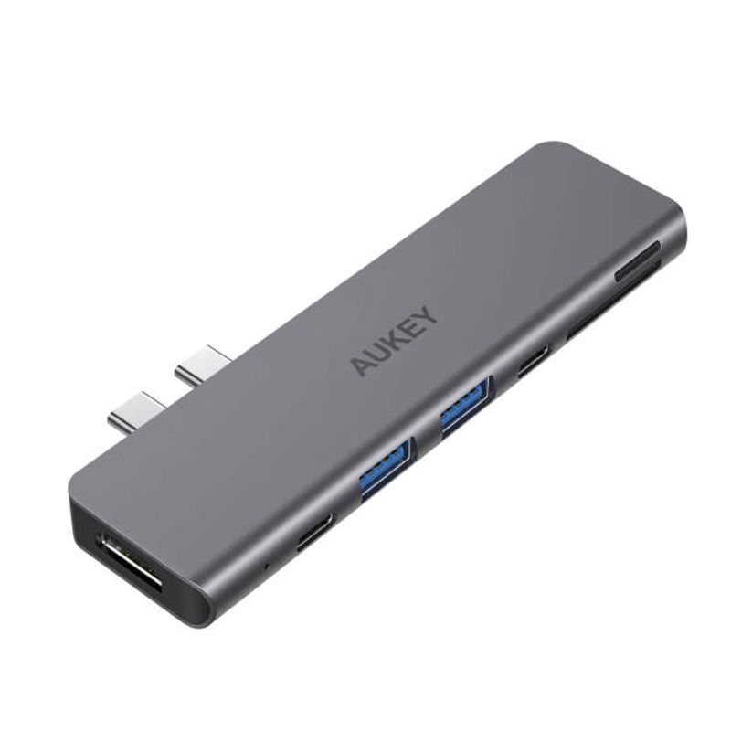 AUKEY - AUKEY HUB USB-C con HDMI Thunderbolt 3 USB-C 2 USB 3.0 y lector de tarjeta Negro - CB-C76