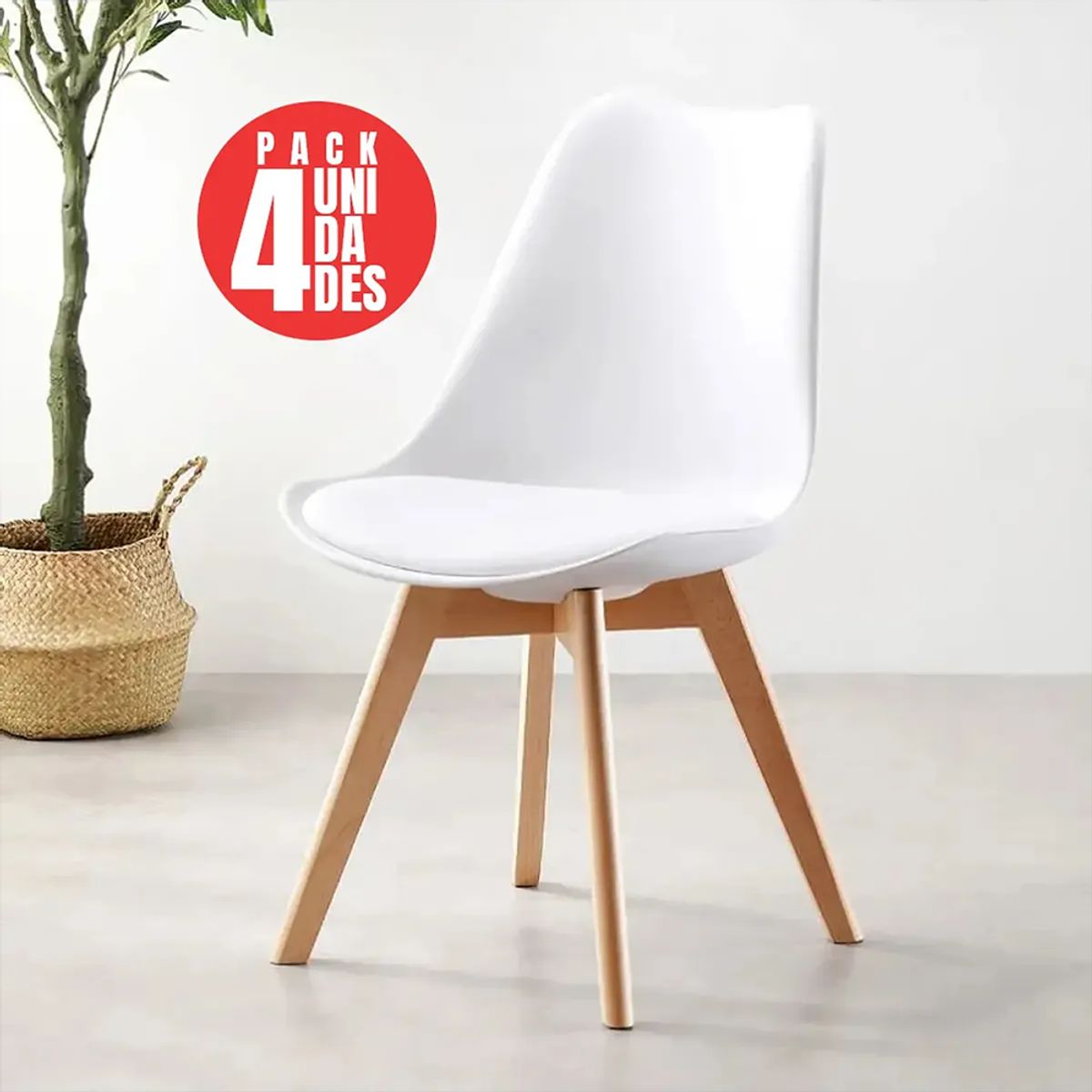 CASA BELLA - Pack 4 Sillas Comedor Blanca Eames