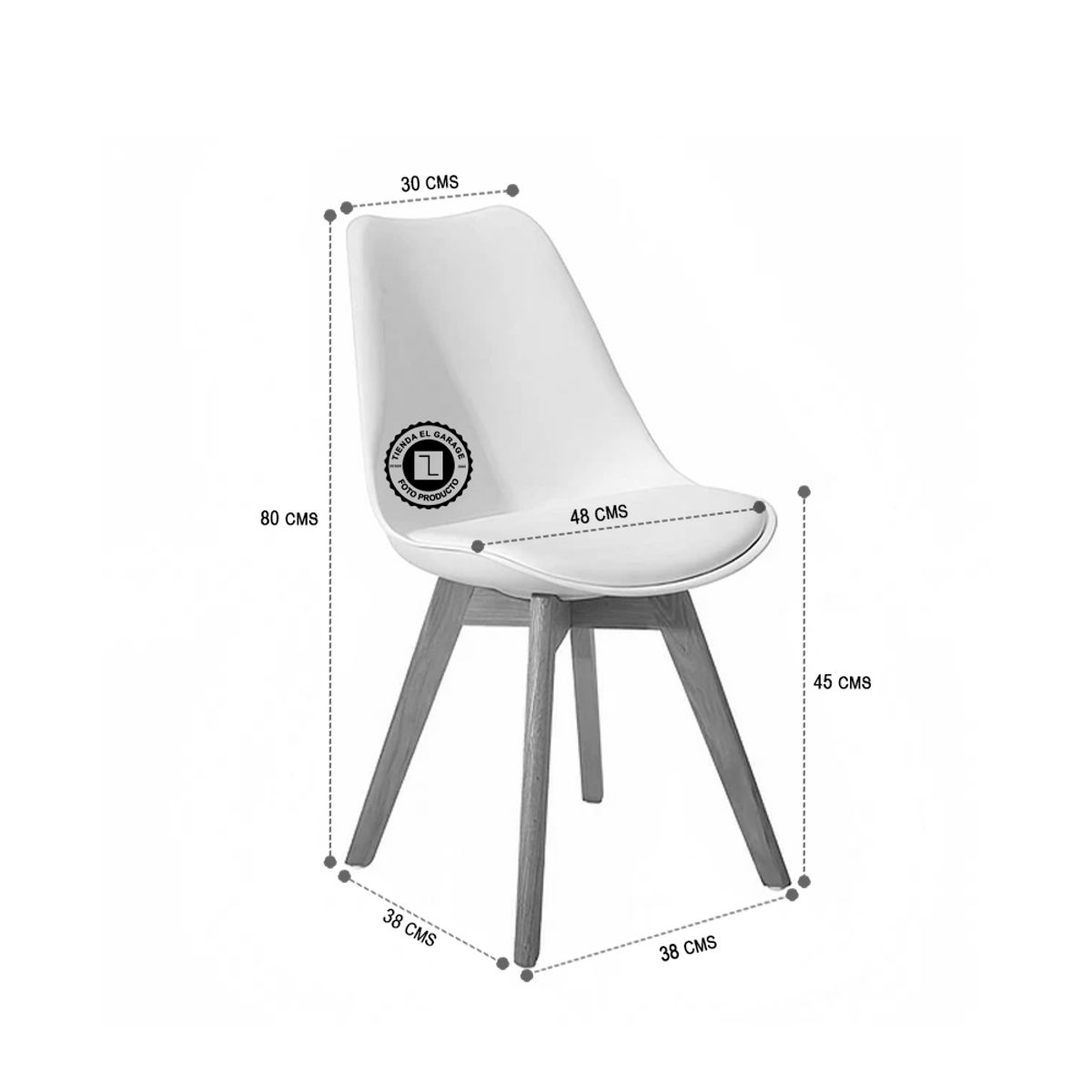CASA BELLA - Pack 4 Sillas Comedor Blanca Eames