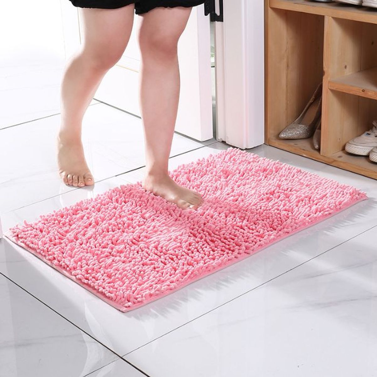 CRUSEC - Alfombra Baño Microfibra 40 X 60 Cm Bajada Ducha Rosa