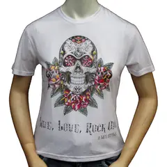 LIVE LOVE ROCK ON - Polera Juvenil Niña Calavera Dif