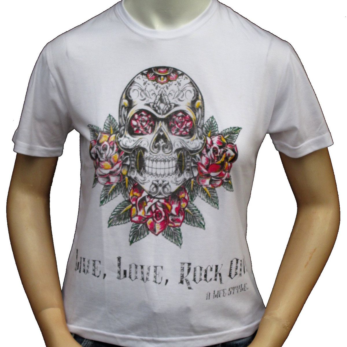 LIVE LOVE ROCK ON - Polera Juvenil Niña Calavera Dif