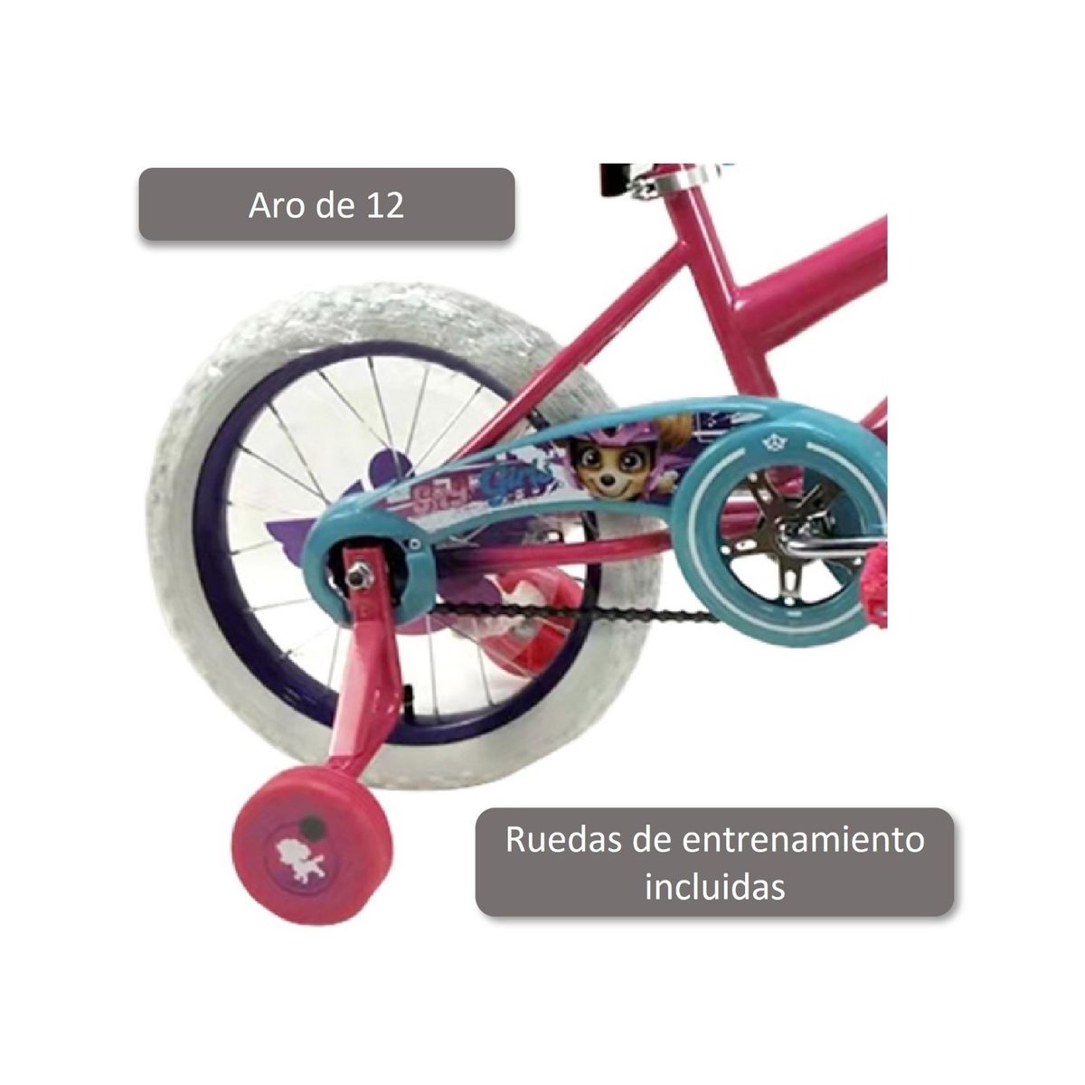 LUMAX - Bicicleta Infantil Dibujos Animados Aro 12 - Rosa