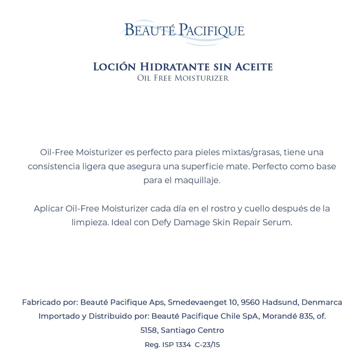 BEAUTE PACIFIQUE - Loción Facial Hidratante Sin Aceite Oil-Free Moisturizer