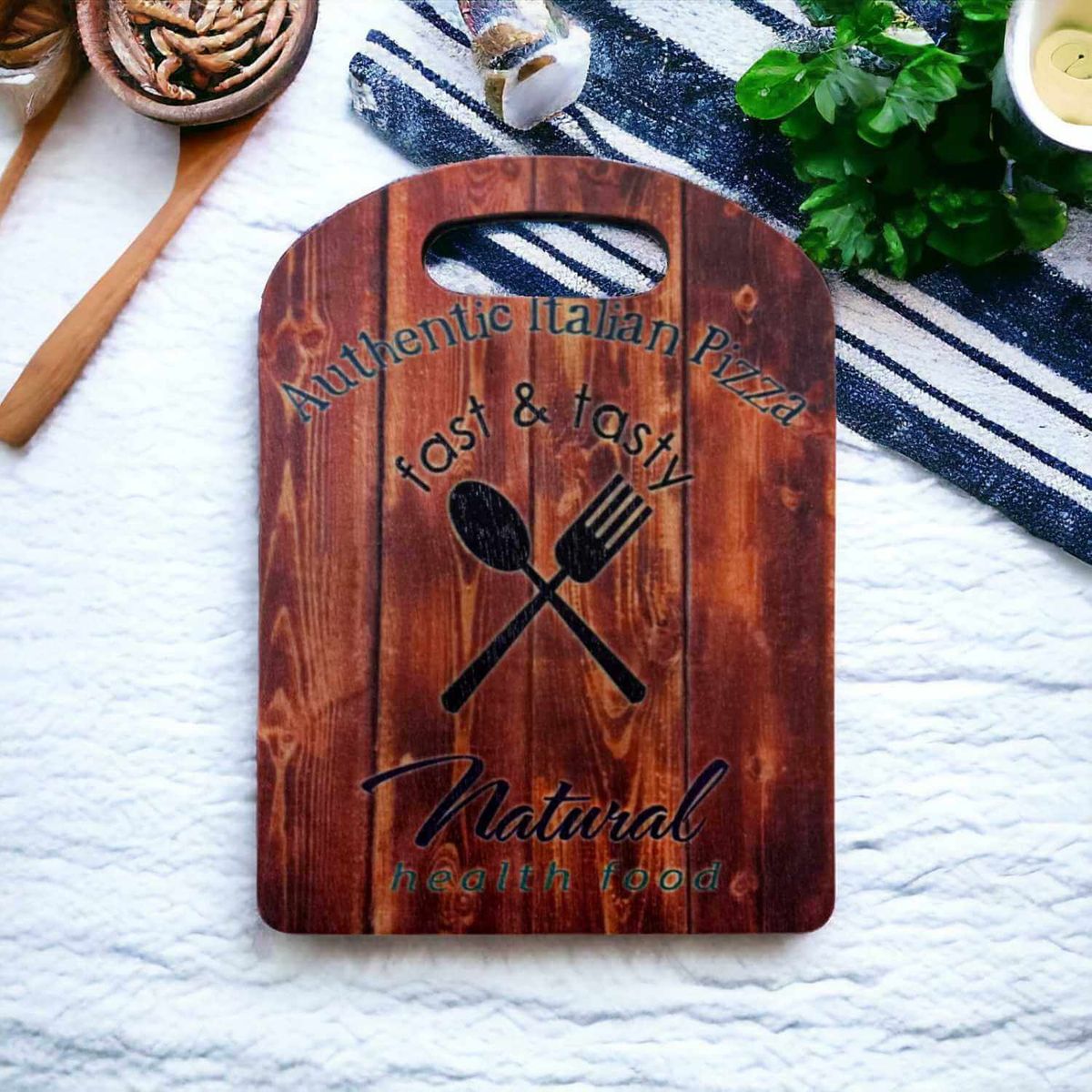 SOHOGAR - Tabla para cocktail madera 22x16 cm natural italian pizza