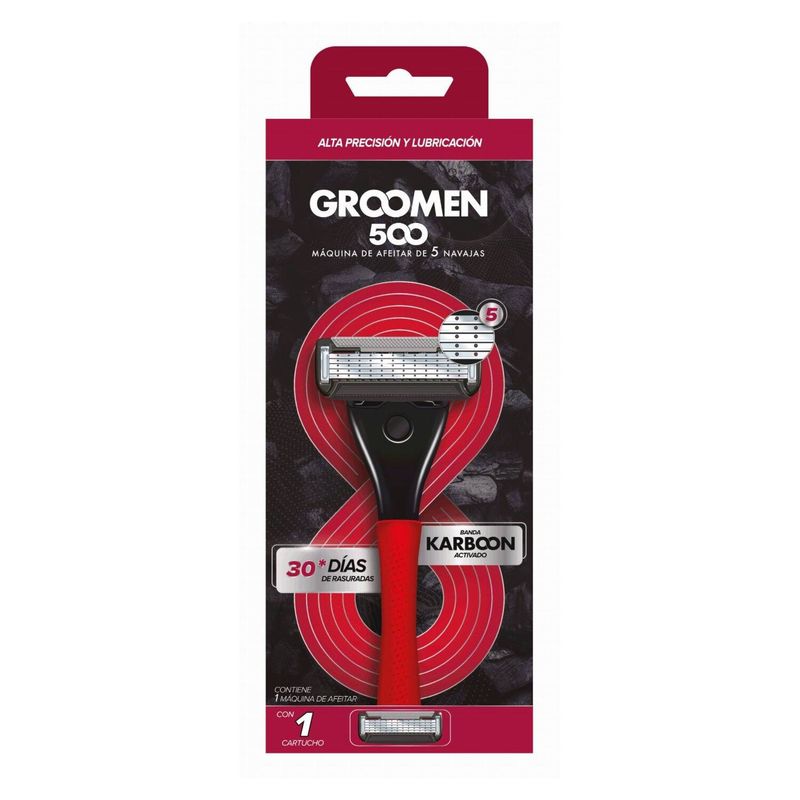 GROOMEN - Máquina Afeitar Groomen 500 1 Cartucho 5 Navajas