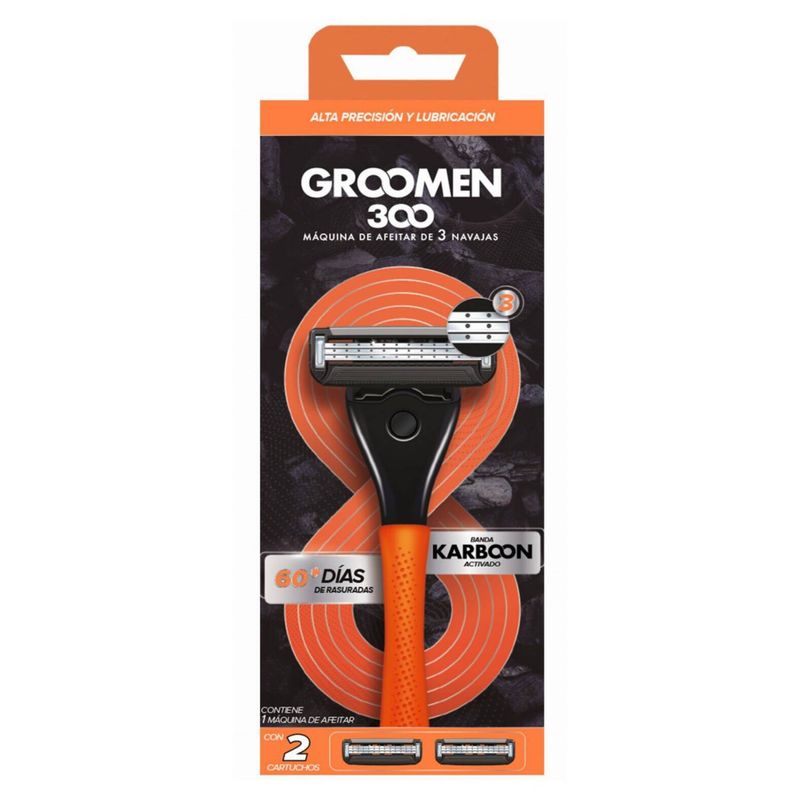 GROOMEN - Máquina Afeitar Groomen 300 más 2 Cartuchos 3 Navajas