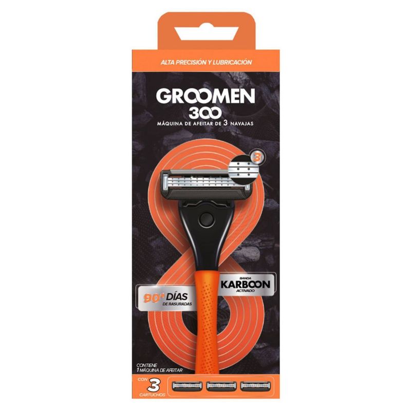 GROOMEN - Máquina Afeitar Groomen 300 más 3 Cartuchos 3 Navajas