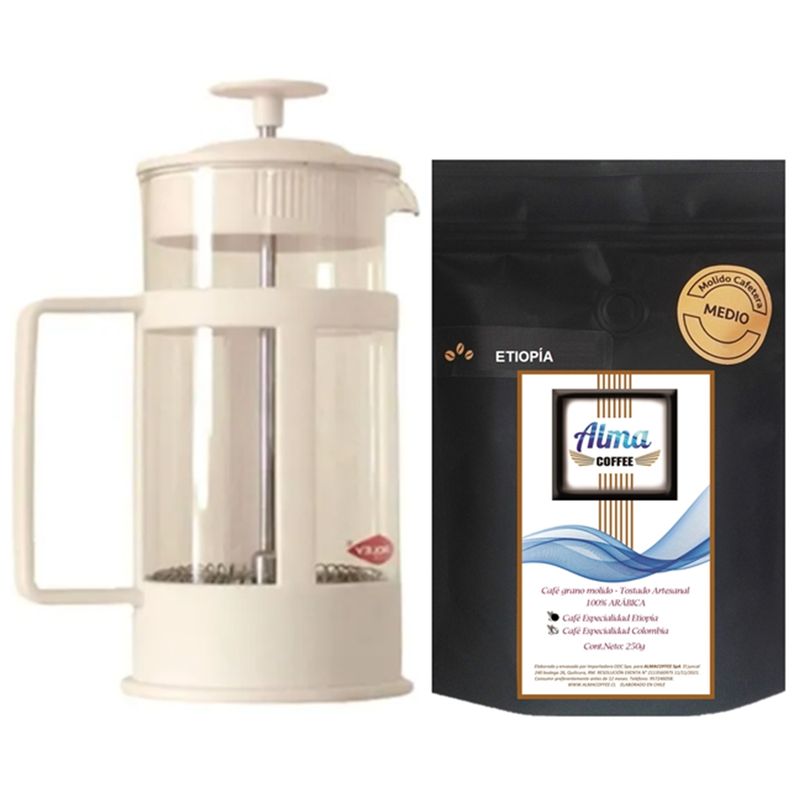 CAFE - Café  Orgánico Etiopia + Cafetera Francesa 600 ml Oroley