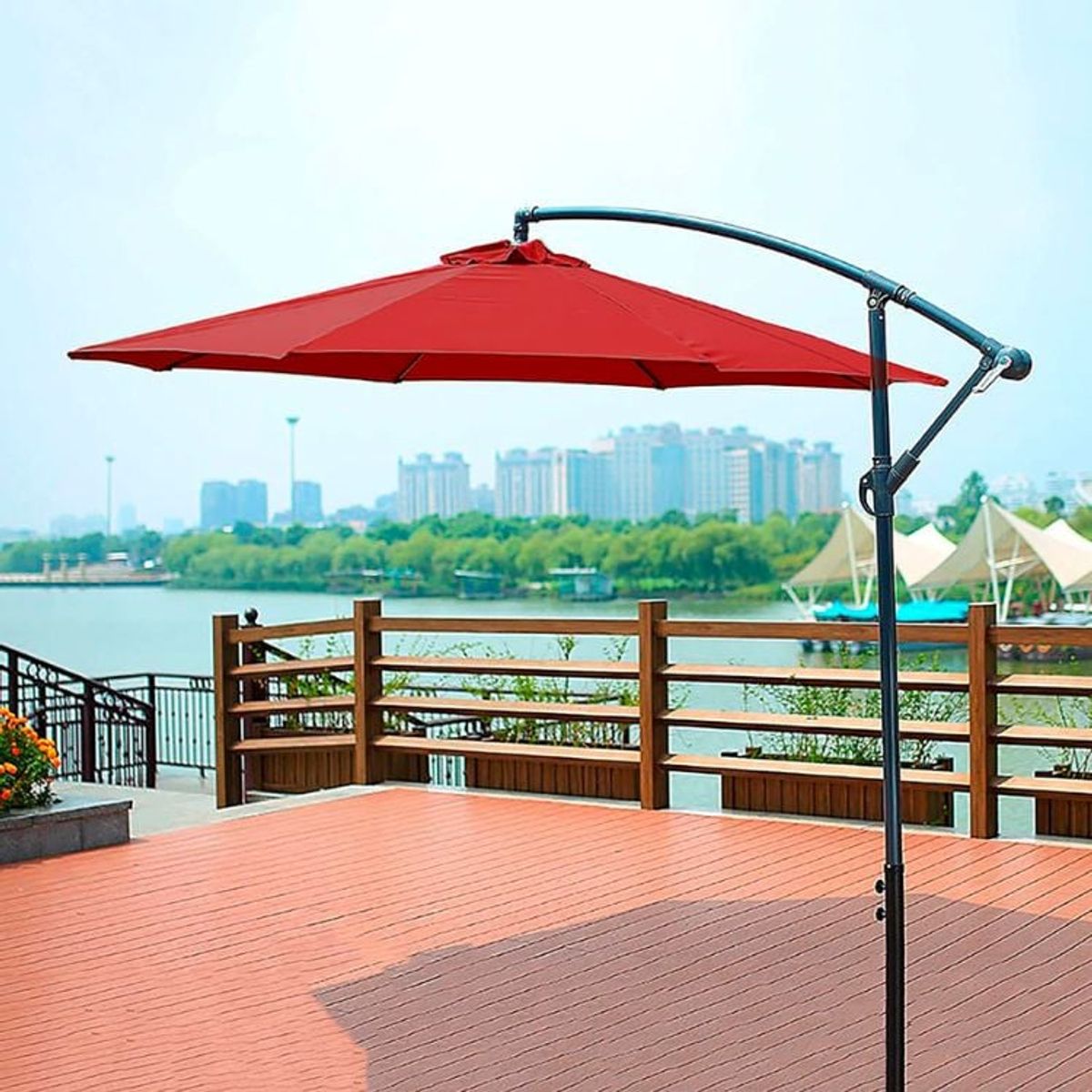 CRUSEC - Toldo Quitasol Parasol Lateral 3 M Sombrilla Color Rojo