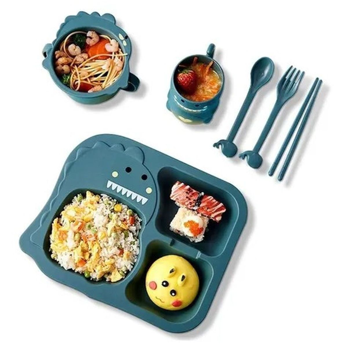 CRUSEC - Set 6 Piezas Vajilla Colacion Para Niños Verde