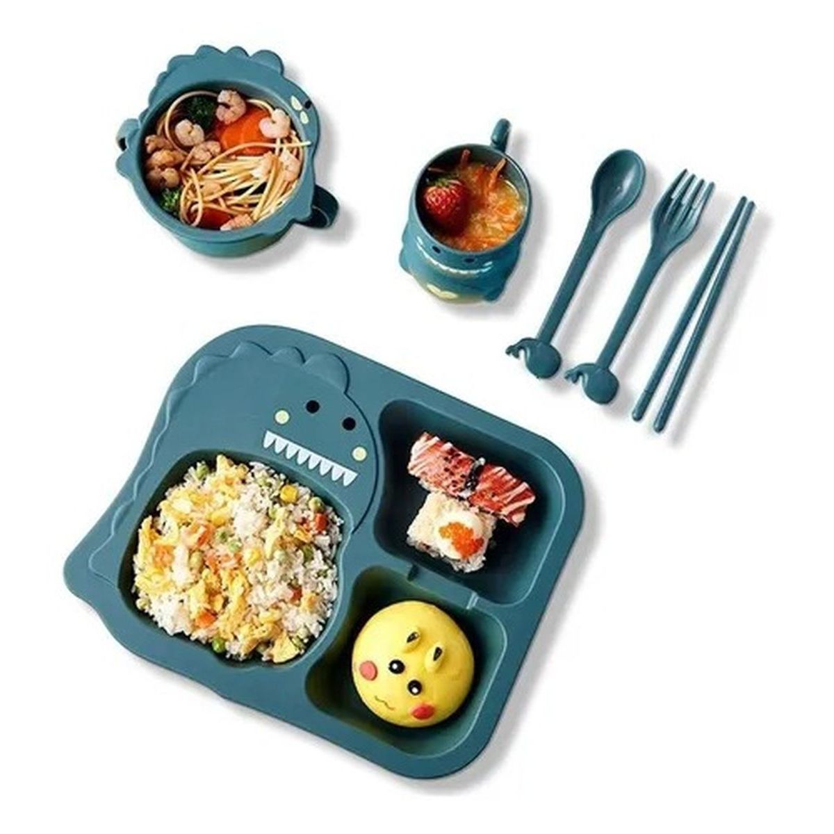 CRUSEC - Set 6 Piezas Vajilla Colacion Para Niños Verde