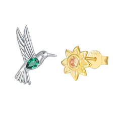 GENERICO - Aros colibrí y girasol plata 925