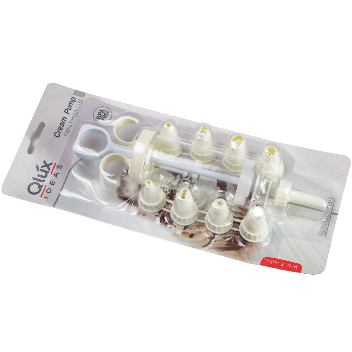 QLUX - JERINGA DECORADORA + 8 BOQUILLAS COLOR BLANCO