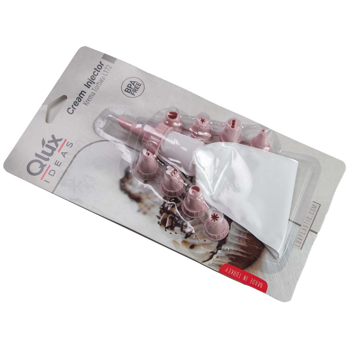 QLUX - MANGA DECORADORA + 8 BOQUILLAS ROSADO