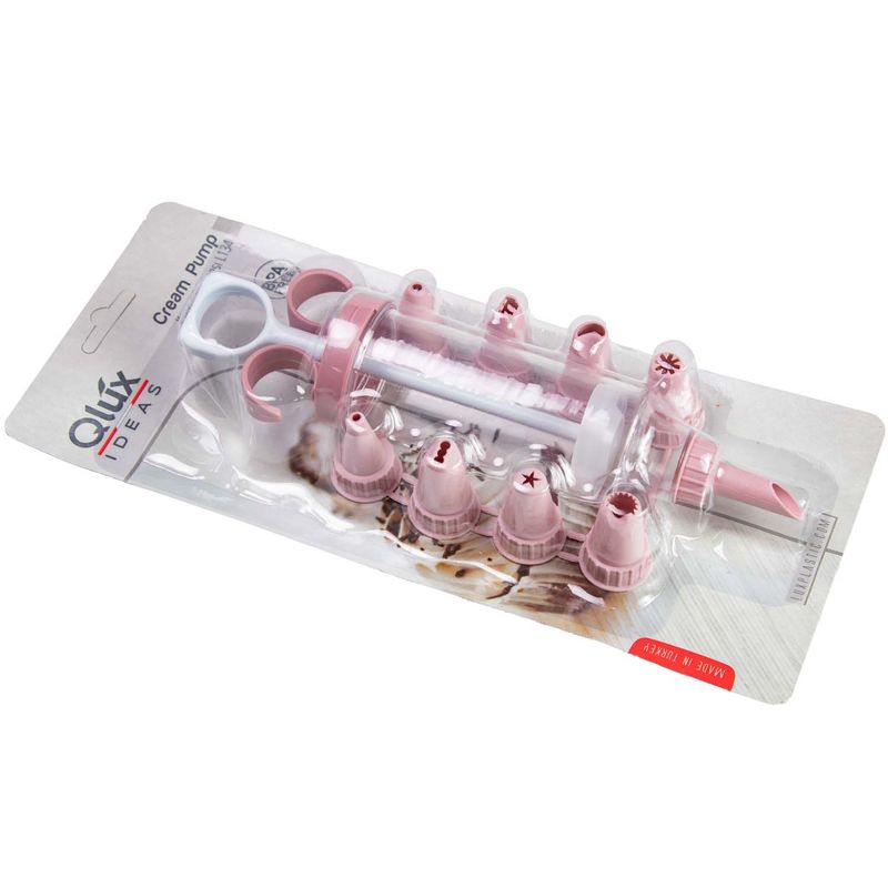 QLUX - JERINGA DECORADORA + 8 BOQUILLAS COLOR ROSA