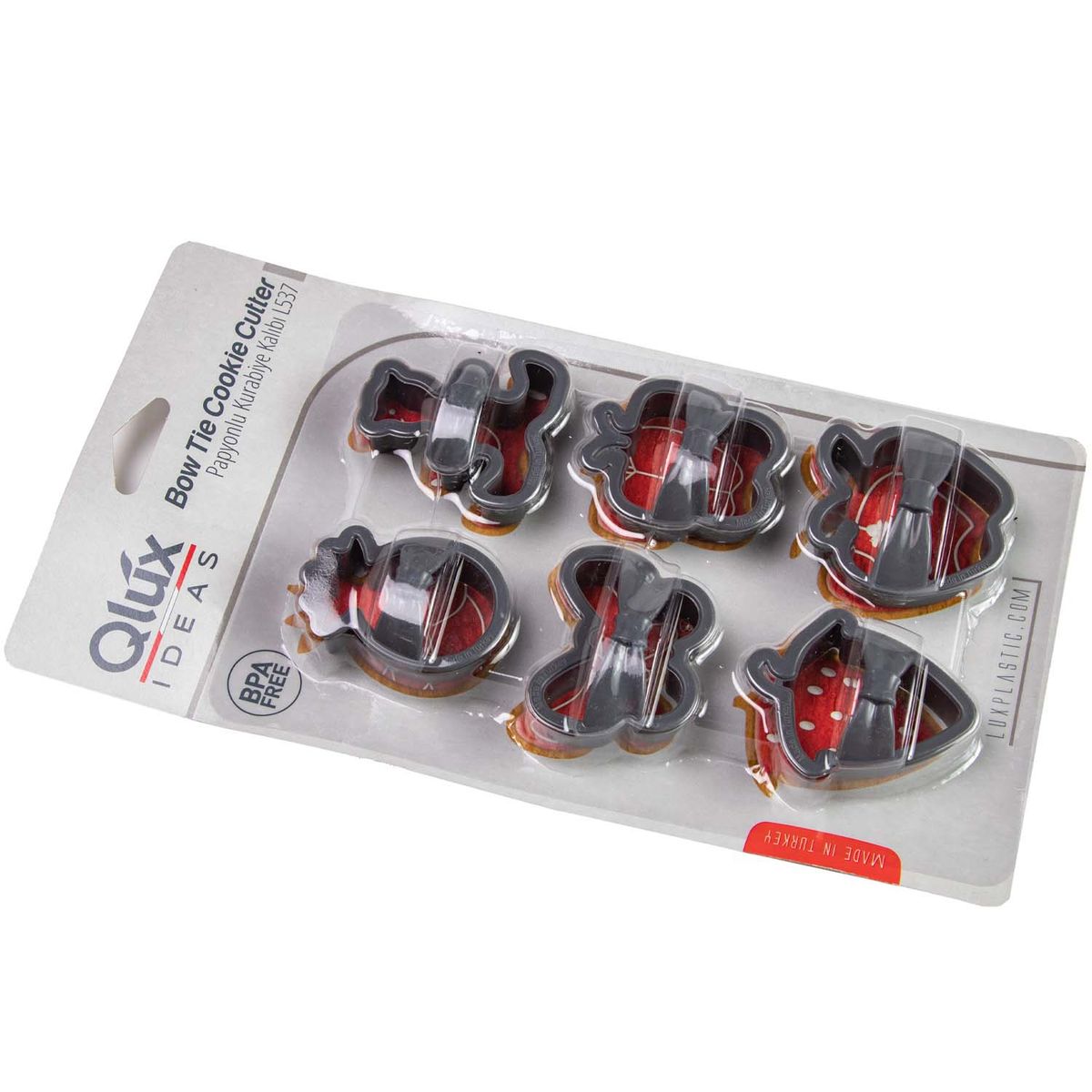 QLUX - CORTADOR DE GALLETAS CON DISEÑOS GRIS 6 U