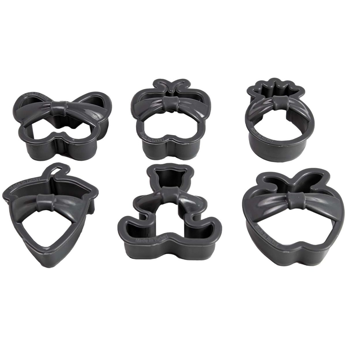 QLUX - CORTADOR DE GALLETAS CON DISEÑOS GRIS 6 U